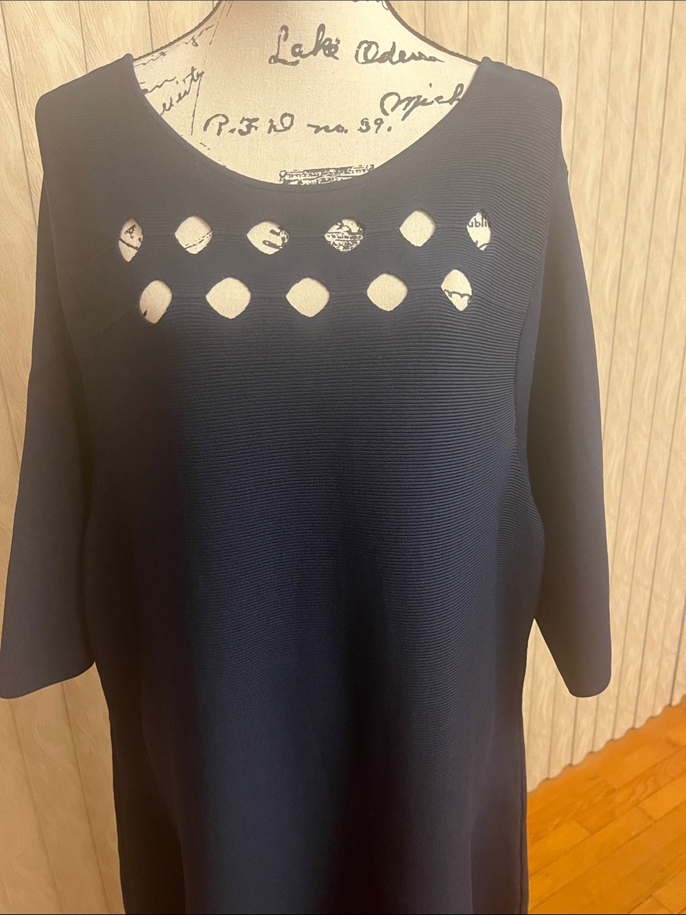 Navy Blue Cutout A-Line Women's Dress - Picture 2 of 9